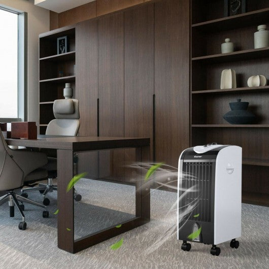 3-in-1 Portable Evaporative Air Cooler with Filter Knob for Indoor - Color: Black & White