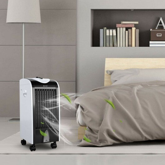 3-in-1 Portable Evaporative Air Cooler with Filter Knob for Indoor - Color: Black & White