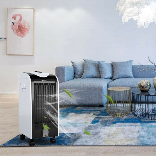 3-in-1 Portable Evaporative Air Cooler with Filter Knob for Indoor - Color: Black & White