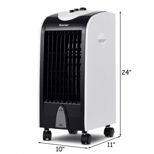 3-in-1 Portable Evaporative Air Cooler with Filter Knob for Indoor - Color: Black & White