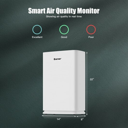800 sq.ft Air Purifier True HEPA Filter Carbon Filter Air Cleaner Home Office - Color: White