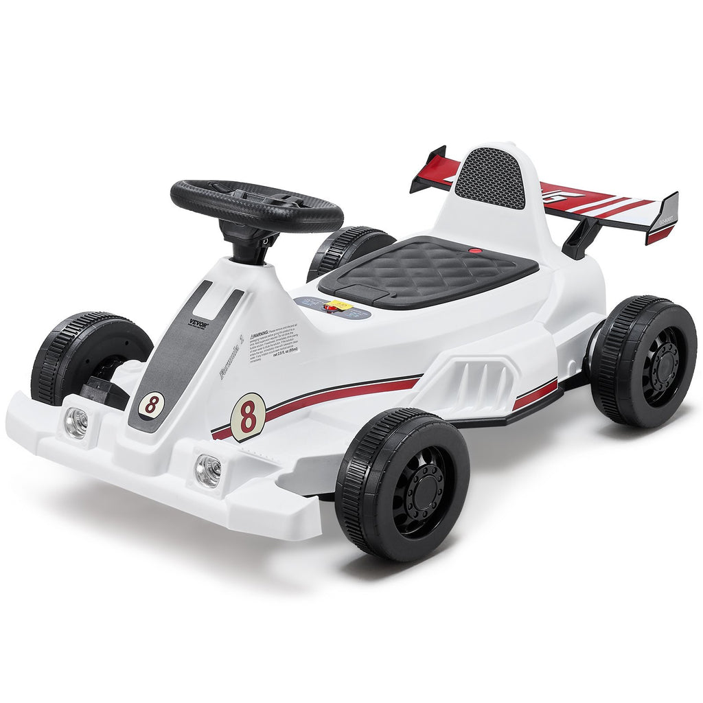 Electric Go Kart, 6V 4.5Ah Battery, Pedal Go Kart Portable Outdoor Race Toy for Kids Ages 2+, 20000 RPM Motor, 2 MPH Constant Speed, LED Headlight & Horn, Non-slip Tires, 44 lbs Max Load, White