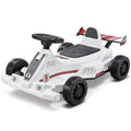 Electric Go Kart, 6V 4.5Ah Battery, Pedal Go Kart Portable Outdoor Race Toy for Kids Ages 2+, 20000 RPM Motor, 2 MPH Constant Speed, LED Headlight & Horn, Non-slip Tires, 44 lbs Max Load, White