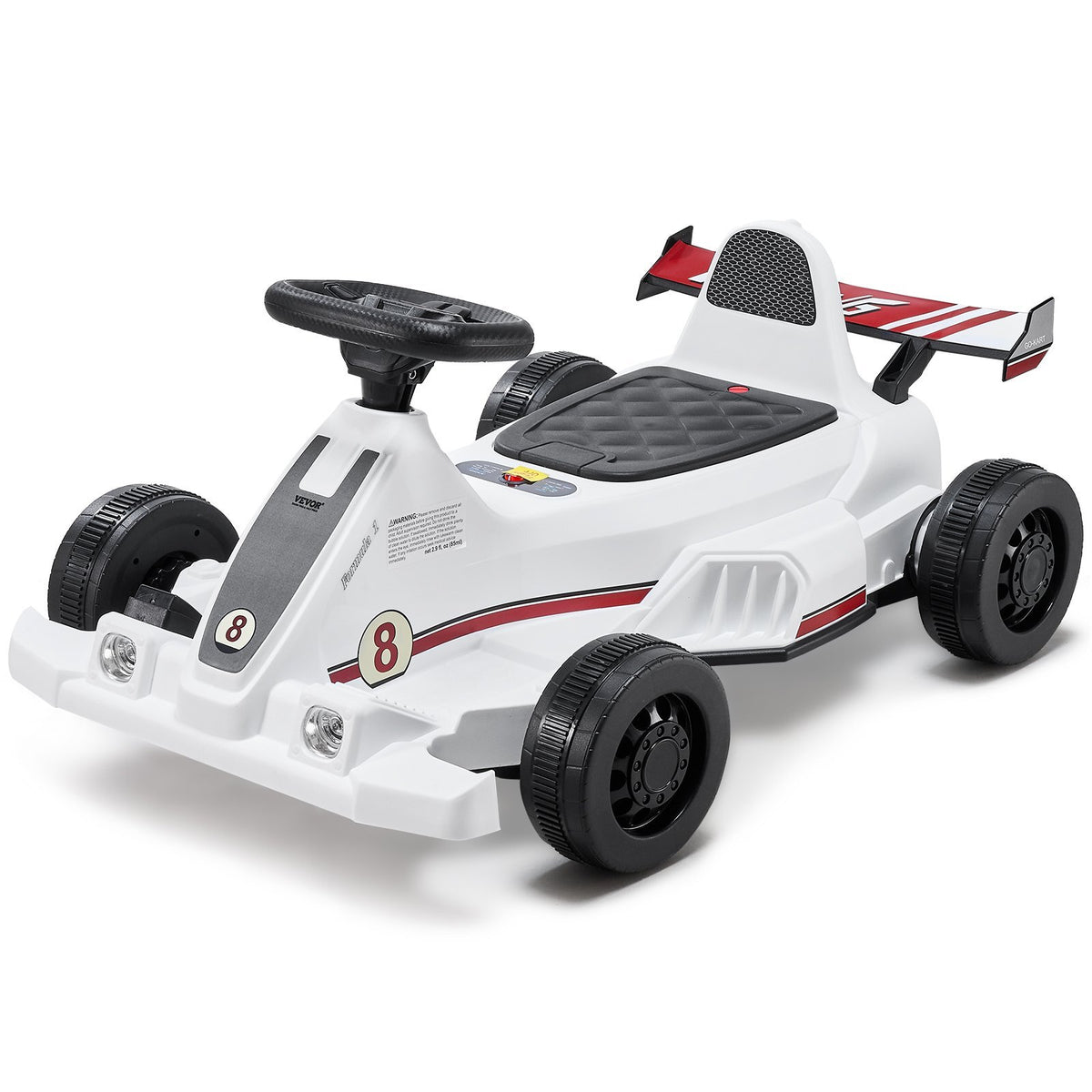 Electric Go Kart, 6V 4.5Ah Battery, Pedal Go Kart Portable Outdoor Race Toy for Kids Ages 2+, 20000 RPM Motor, 2 MPH Constant Speed, LED Headlight & Horn, Non-slip Tires, 44 lbs Max Load, White