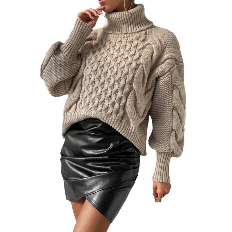 Knit Sweater Women Autumn Winter Crew Neck Long Sleeve Solid Color Chunky Knit Loose Fit Pullover sweater