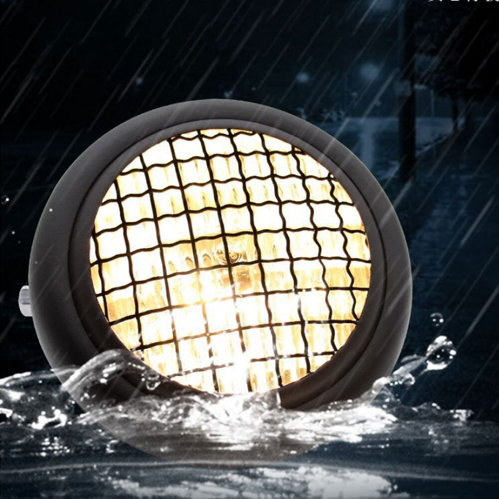 Motorcycle Grille Headlights Motorcycle  Headlight Metal Retro Round 55W 12V Headlights Black shell white glass