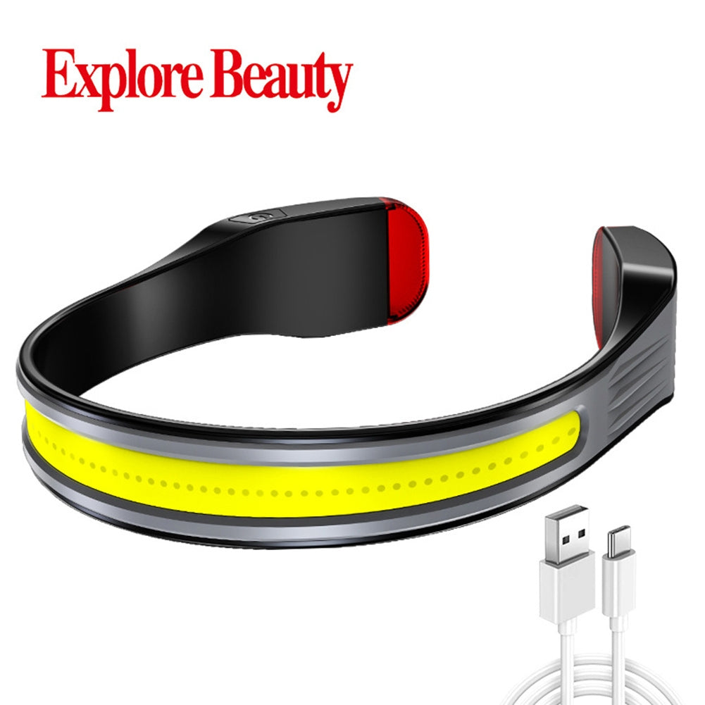 Rechargeable LED Headlamp COB 230 Degree Wide Angle 3 Modes Floodlight Headlight For Night Running Fishing Cycling Camping black