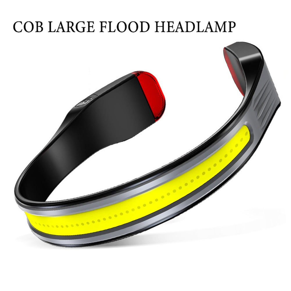 Rechargeable LED Headlamp COB 230 Degree Wide Angle 3 Modes Floodlight Headlight For Night Running Fishing Cycling Camping grey