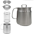 304 Stainless Steel Oil Filter Pot 1.5L/2L Large Capacity Versatile Grease Strainer Container With Dust-Proof Lid Easy Grip Handle Strainer For Kitchen Cooking Frying Oil 1.5L 304 oil filter kettle