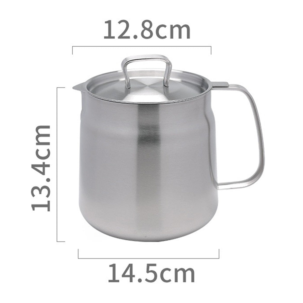 304 Stainless Steel Oil Filter Pot 1.5L/2L Large Capacity Versatile Grease Strainer Container With Dust-Proof Lid Easy Grip Handle Strainer For Kitchen Cooking Frying Oil 1.5L 304 oil filter kettle