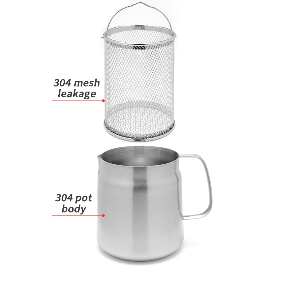304 Stainless Steel Oil Filter Pot 1.5L/2L Large Capacity Versatile Grease Strainer Container With Dust-Proof Lid Easy Grip Handle Strainer For Kitchen Cooking Frying Oil 1.5L 304 oil filter kettle