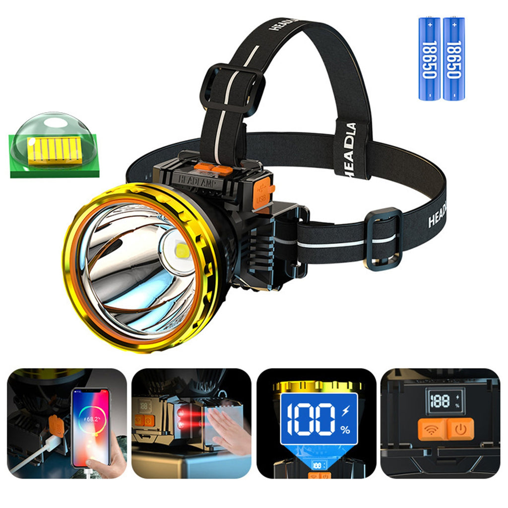 30w Led Headlights High Brightness Strong Light USB Rechargeable Outdoor IPX4 Waterproof Head Lamp Camping Equipment white light