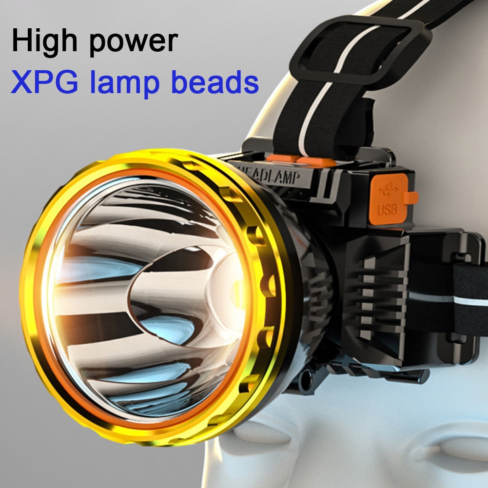 30w Led Headlights High Brightness Strong Light USB Rechargeable Outdoor IPX4 Waterproof Head Lamp Camping Equipment yellow light