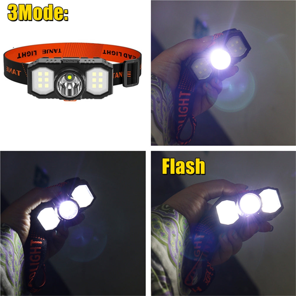 Outdoor Led Headlamp Mini Flashlight Cob USB Rechargeable Head-mounted Torch Headlights with Adjustable Headband