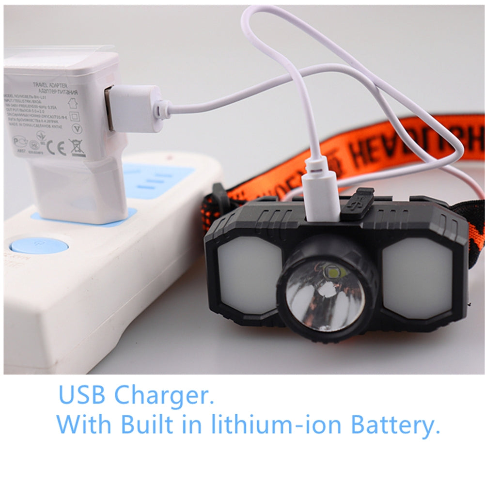 Outdoor Led Headlamp Mini Flashlight Cob USB Rechargeable Head-mounted Torch Headlights with Adjustable Headband