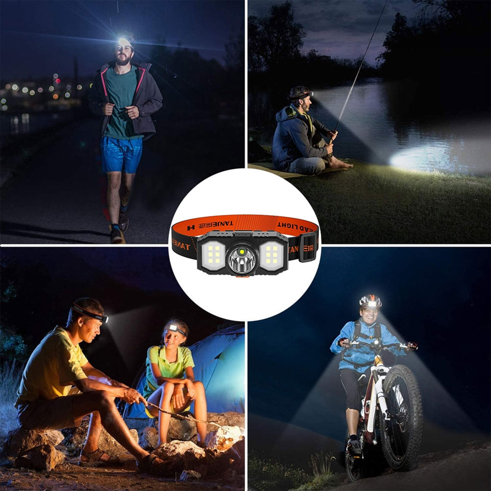 Outdoor Led Headlamp Mini Flashlight Cob USB Rechargeable Head-mounted Torch Headlights with Adjustable Headband