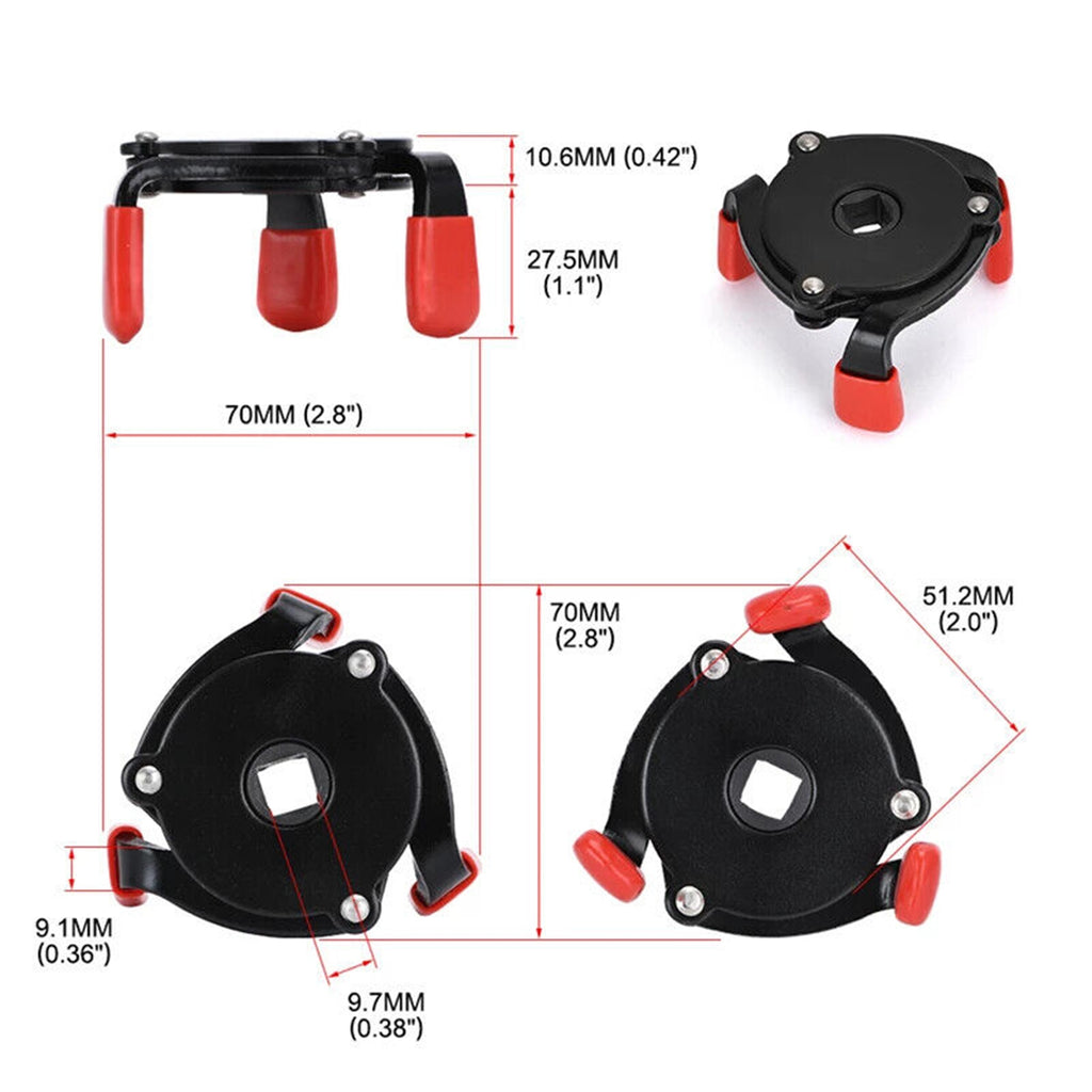Oil Filter Wrench 3 Jaws Oil Filter Removal Tool With Built-in 3/8-inch Square Driver Universal Adjustable Oil Filter Wrench For Cars Buses anti-slip filter wrench