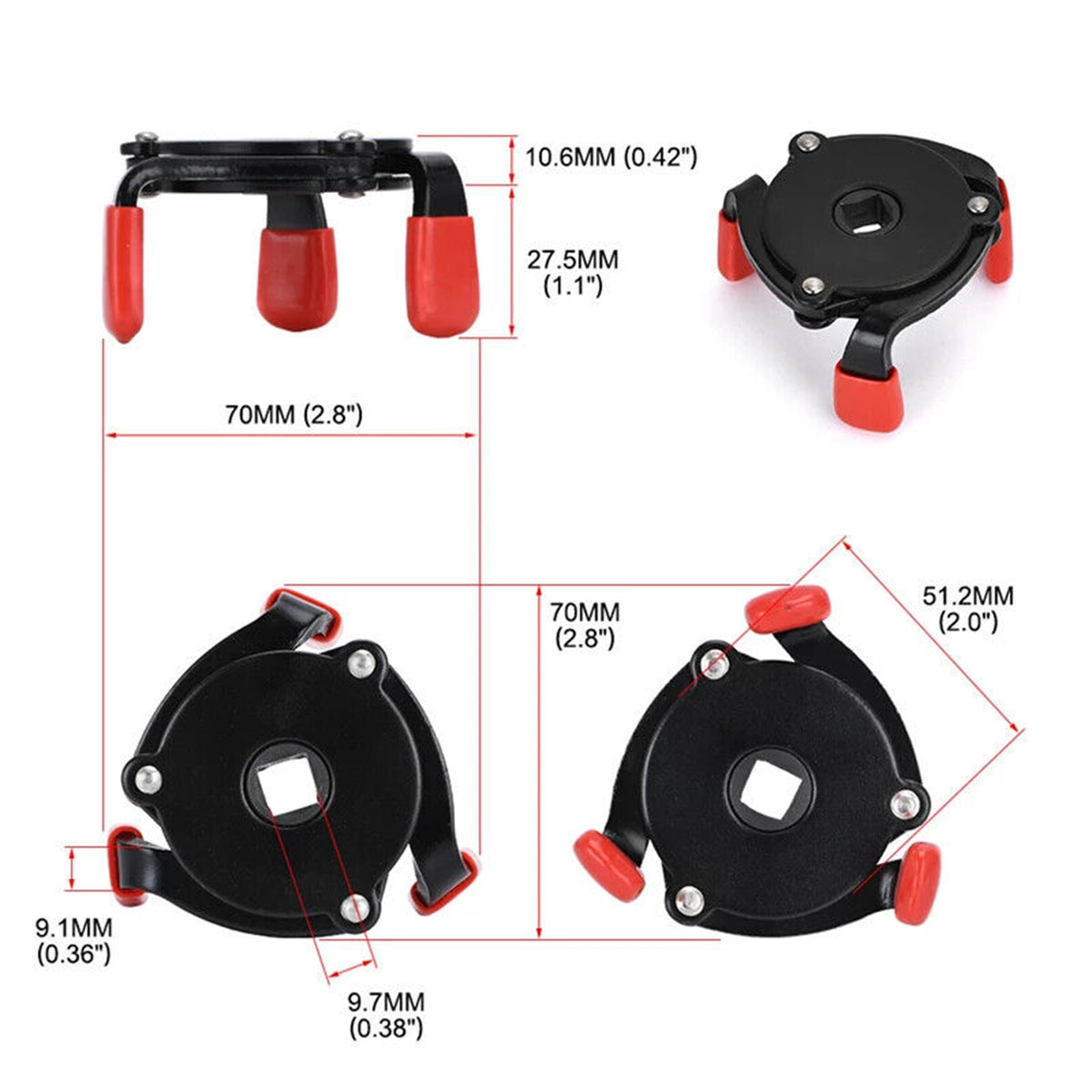 Oil Filter Wrench 3 Jaws Oil Filter Removal Tool With Built-in 3/8-inch Square Driver Universal Adjustable Oil Filter Wrench For Cars Buses anti-slip filter wrench