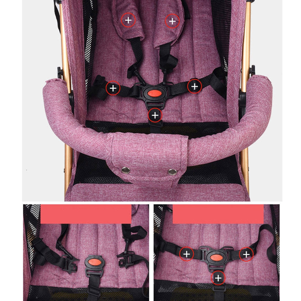 Baby Stroller Four-wheel Foldable Lightweight Baby Carriage with Front Wheel Shock Absorber Blue