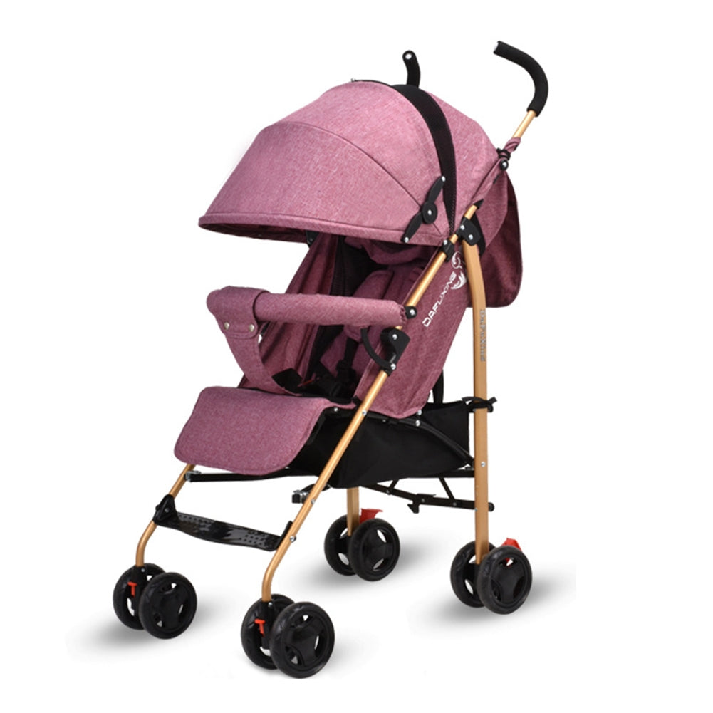 Baby Stroller Four-wheel Foldable Lightweight Baby Carriage with Front Wheel Shock Absorber Blue
