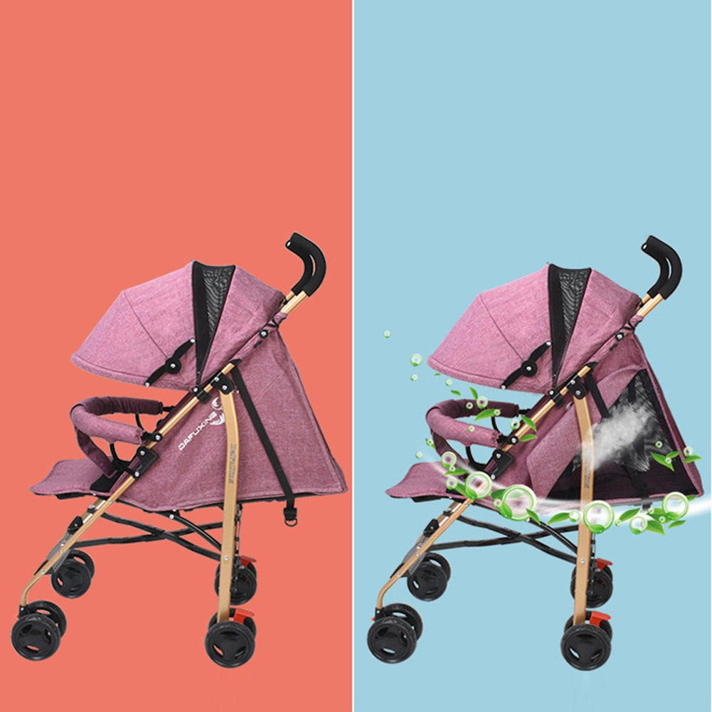 Baby Stroller Four-wheel Foldable Lightweight Baby Carriage with Front Wheel Shock Absorber Blue