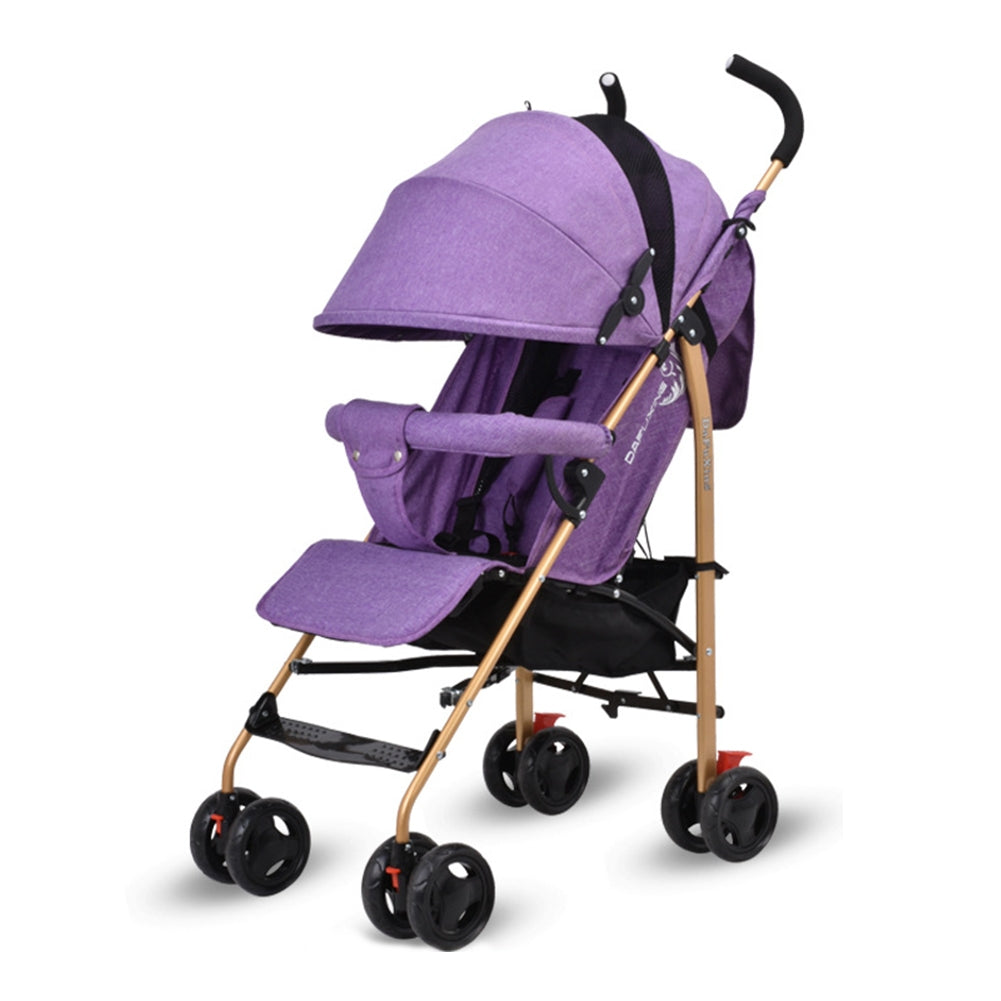 Baby Stroller Four-wheel Foldable Lightweight Baby Carriage with Front Wheel Shock Absorber Blue