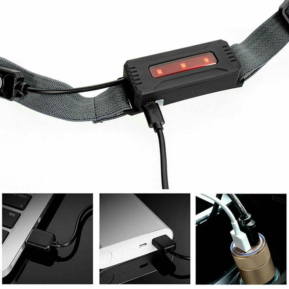 Mini Portable Led Headlight 350 Lumens Usb Charging Outdoor Running Fishing Head Torch Headlamp black