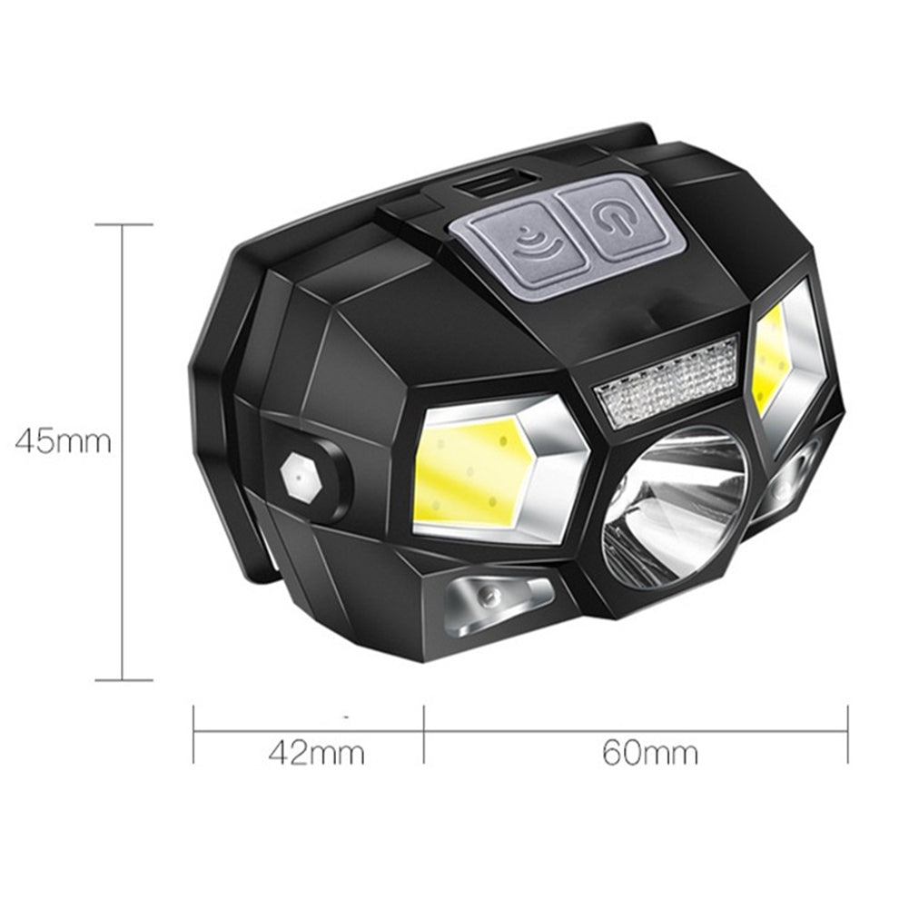 Headlamp USB Rechargeable Super Bright Motion Sensor Head Lamp Flashlight Water-proof LED Headlight With White Red Light black headband