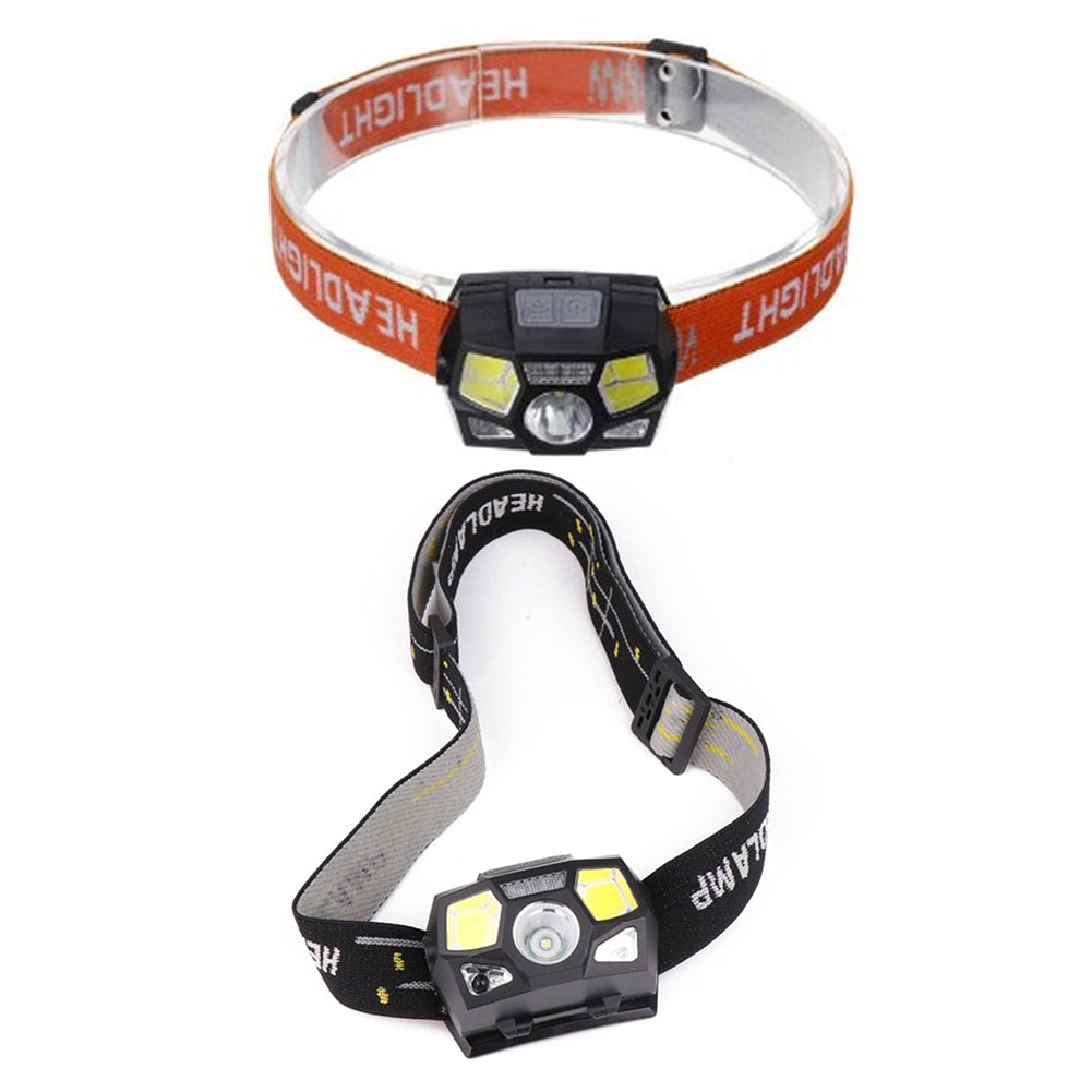Headlamp USB Rechargeable Super Bright Motion Sensor Head Lamp Flashlight Water-proof LED Headlight With White Red Light black headband
