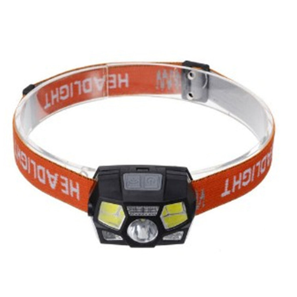 Headlamp USB Rechargeable Super Bright Motion Sensor Head Lamp Flashlight Water-proof LED Headlight With White Red Light Orange headband