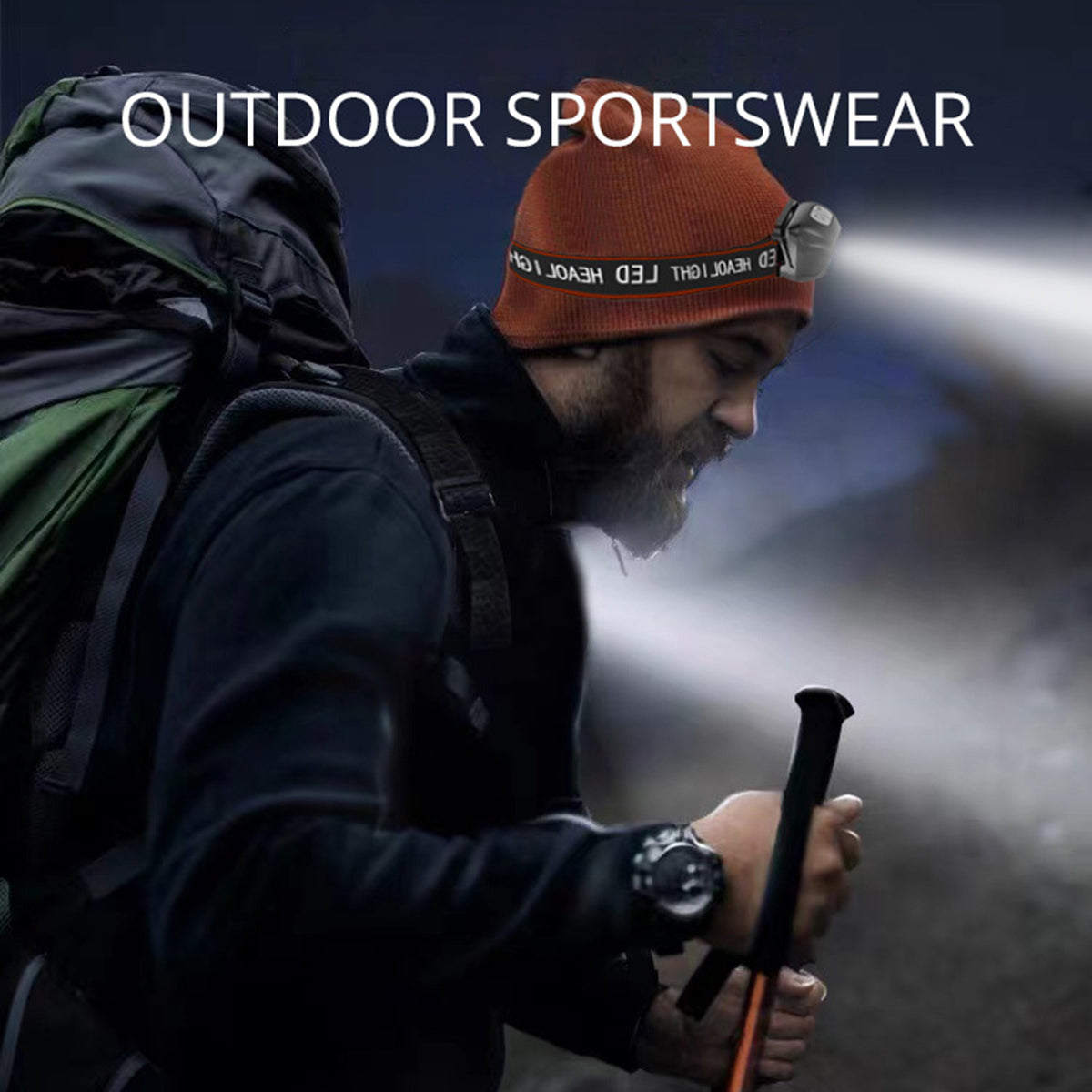 Outdoor Mini Led Headlight Portable Super Bright USB Charging Head-mounted Flashlight Black Induction