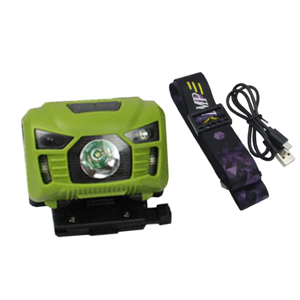 Q5 Helmet Light USB Charging Signal Light Sensor Headlamp For Hunting Fishing Waterproof For M88 Mich Holder Headlight green