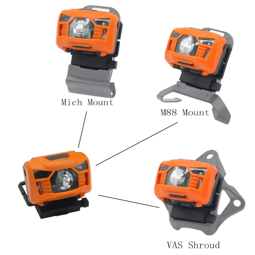 Q5 Helmet Light USB Charging Signal Light Sensor Headlamp For Hunting Fishing Waterproof For M88 Mich Holder Headlight green