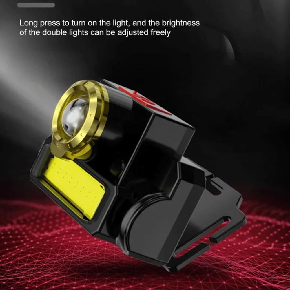 Portable Led Headlight Usb Rechargeable Cob Head Lamp Flashlight For Outdoor Fishing Hiking Running as shown