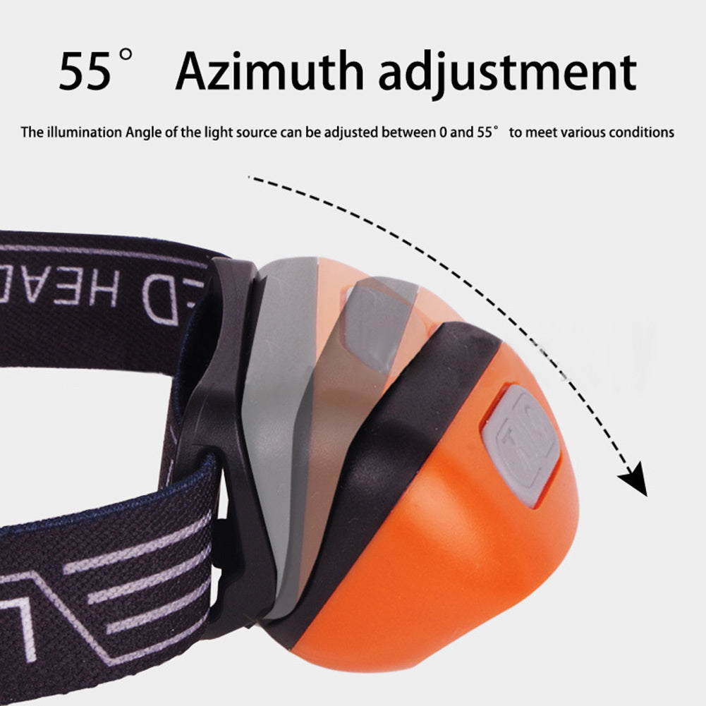 LED Headlamp With 2 Modes Outdoor Camping Headlamps 55 Azimuth Adjustment Lightweight Headlight For Outdoor Camping black