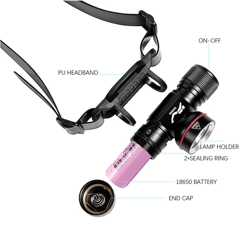 L2 Sst40 Dh06 Underwater Diving Headlight with Head Band High Power Led Head Flashlight Torch White Light