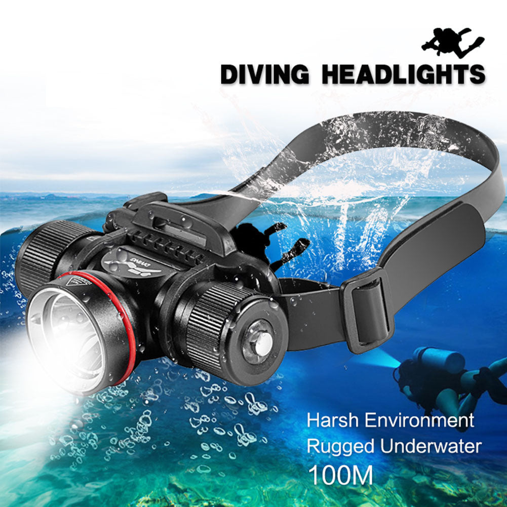 L2 Sst40 Dh06 Underwater Diving Headlight with Head Band High Power Led Head Flashlight Torch White Light