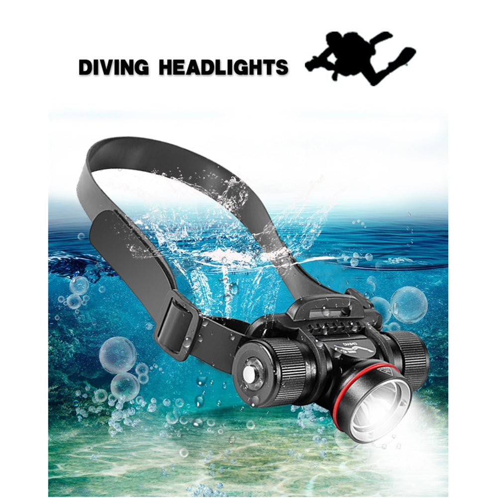 L2 Sst40 Dh06 Underwater Diving Headlight with Head Band High Power Led Head Flashlight Torch White Light