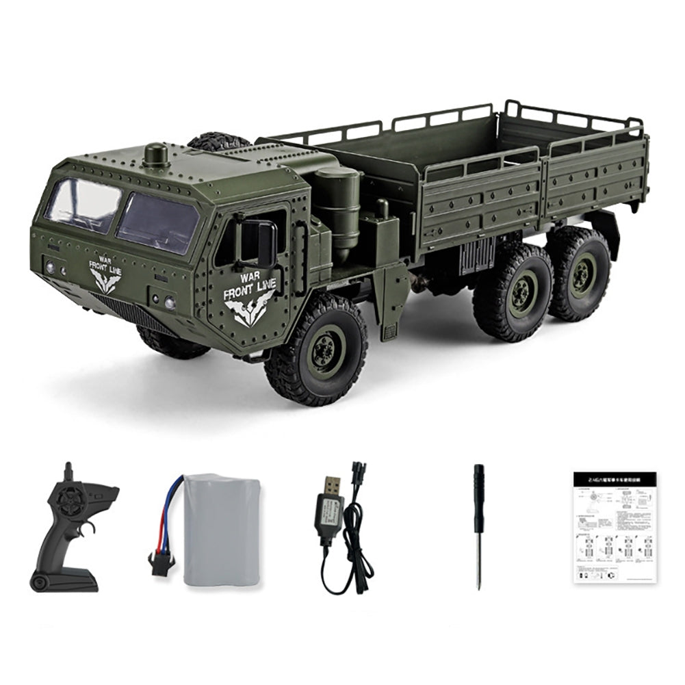 Remote Control Truck with Headlights Full Scale 6WD Shock Absorption Off-Road Vehicle for Boys Girls Army Green