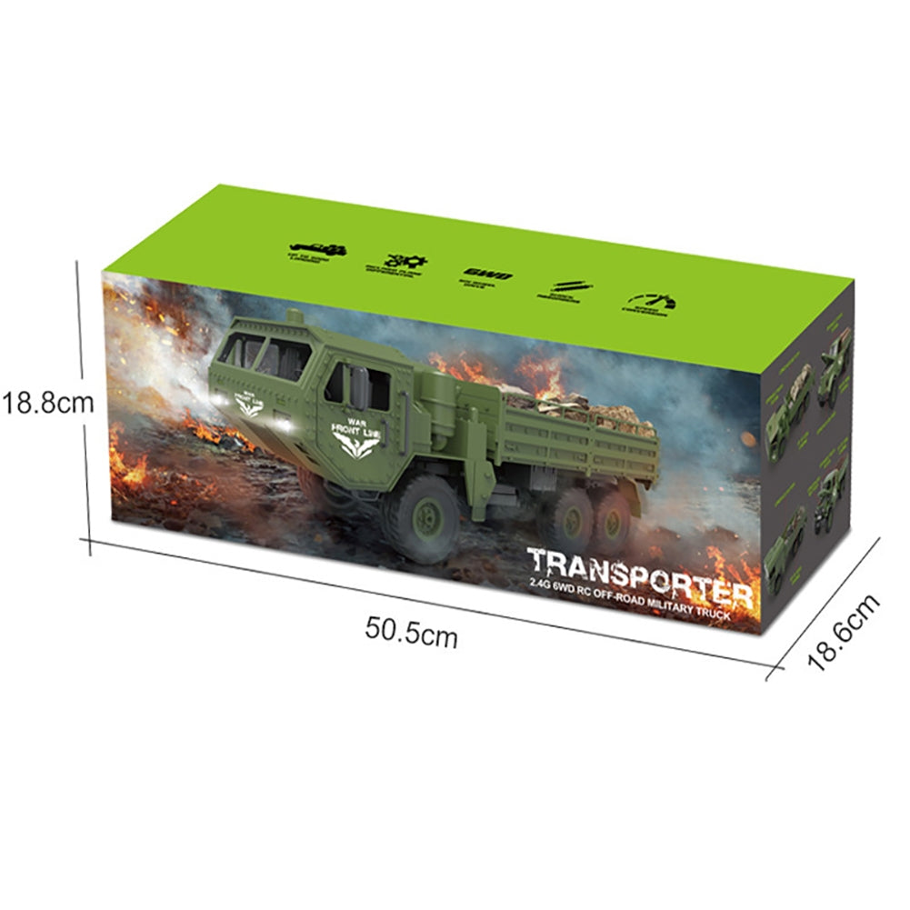 Remote Control Truck with Headlights Full Scale 6WD Shock Absorption Off-Road Vehicle for Boys Girls Army Green