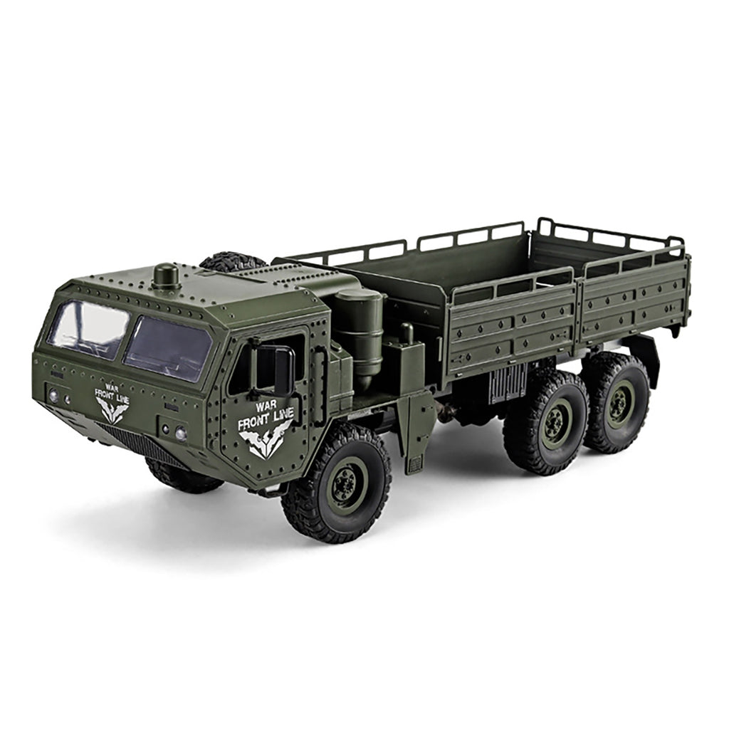 Remote Control Truck with Headlights Full Scale 6WD Shock Absorption Off-Road Vehicle for Boys Girls Army Green