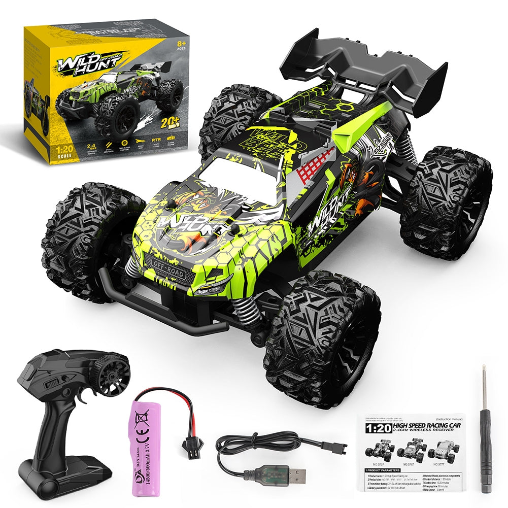 2.4g Remote Control Car 4wd Rc Drift Car 20km/h Power Motor Independent Shock Absorber Anti-crash Rc Vehicle S767-green 1:20