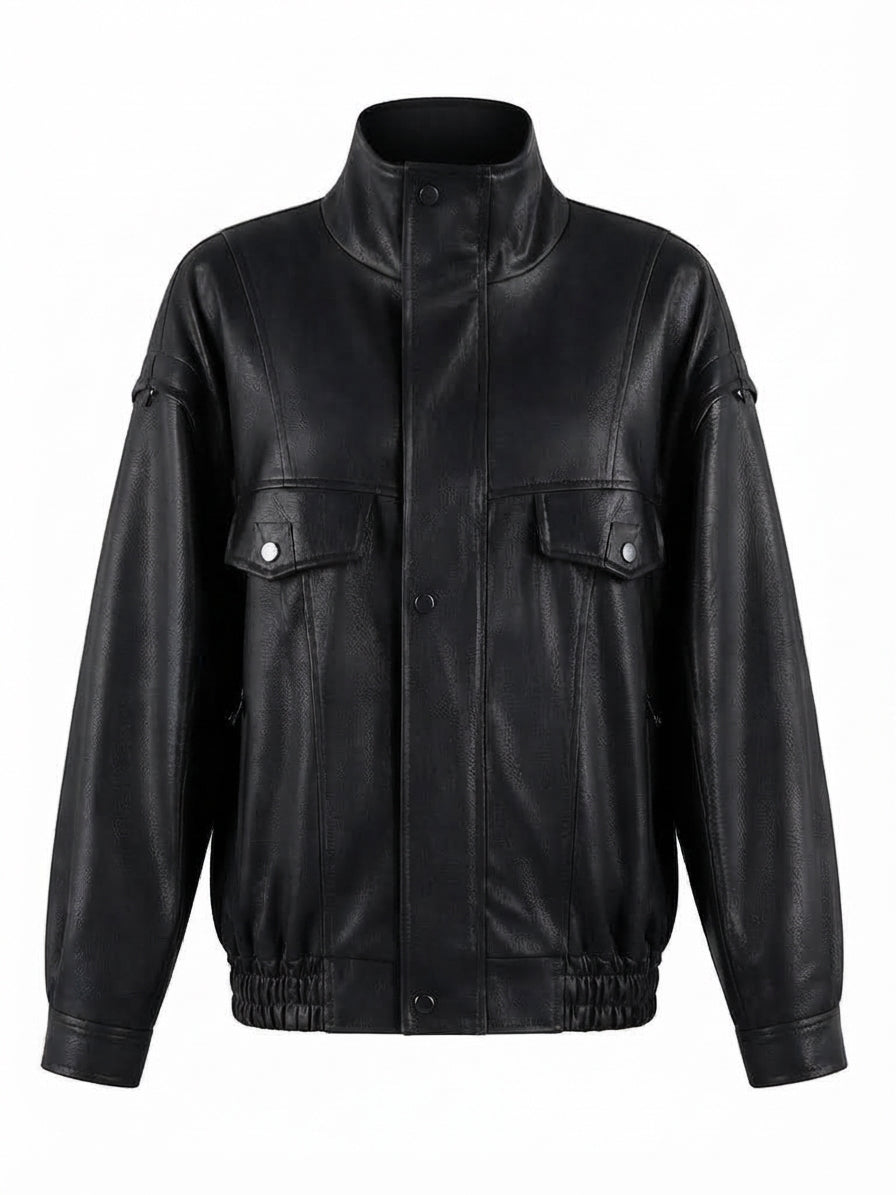 Audacious Oversized Faux Leather Jacket