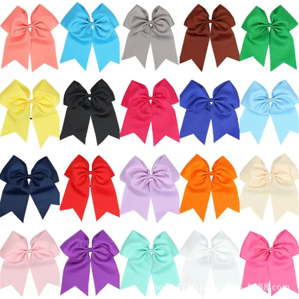 Color: Light Grey - 18*19 CM Lovely Dovetail Ribbon Bowknot Baby Hair Rope Solid Color Handmade Bows Elastic Hairband Ponytail Headwear Kids Gifts