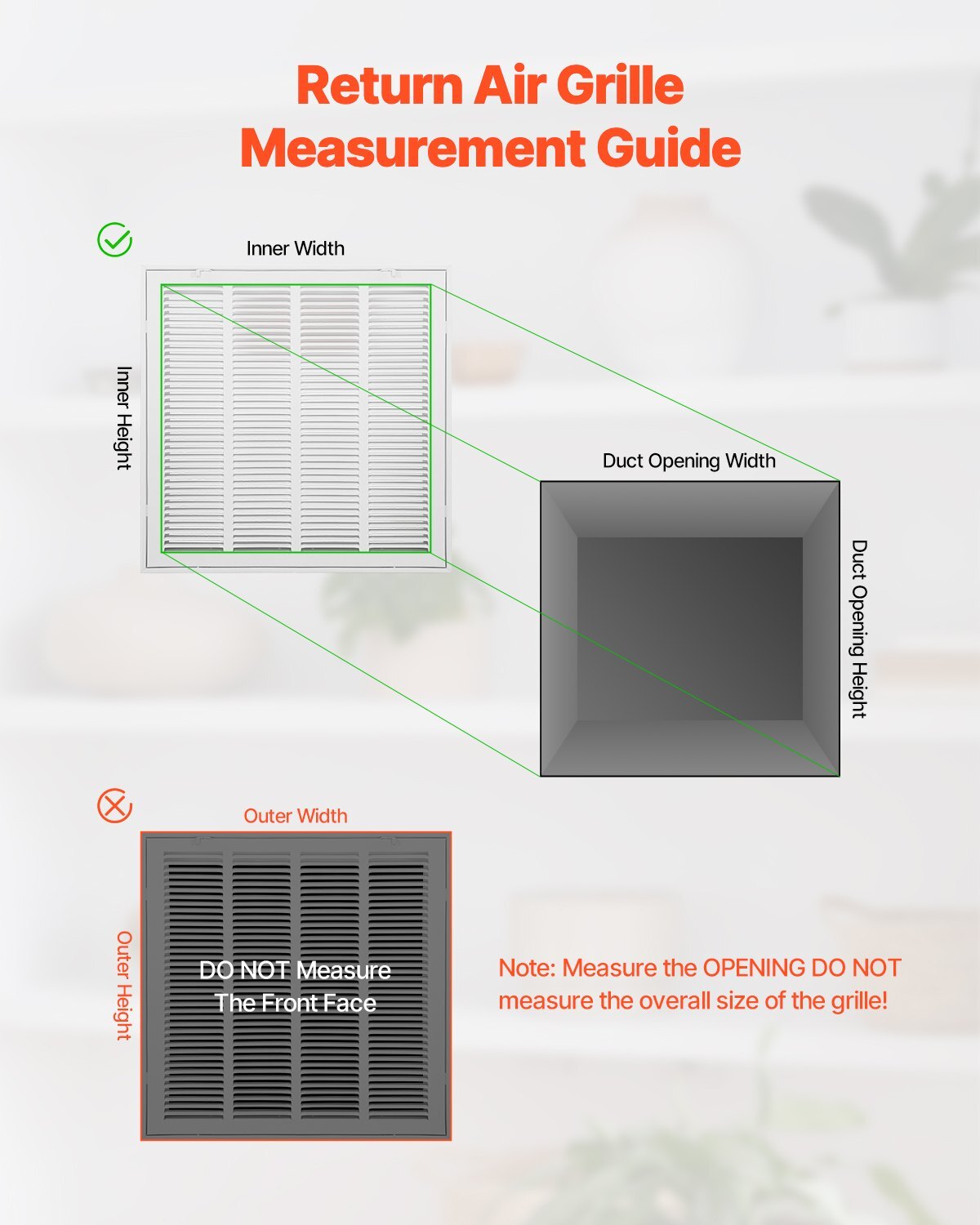 Return Air Filter Grille, Fits W20 x H20 Inch Duct Opening, Filter Not Included, Return Air Vent Cover for Wall, Powder-Coated Steel Return Air Grill Detachable Face/Door for 1 inch Filters