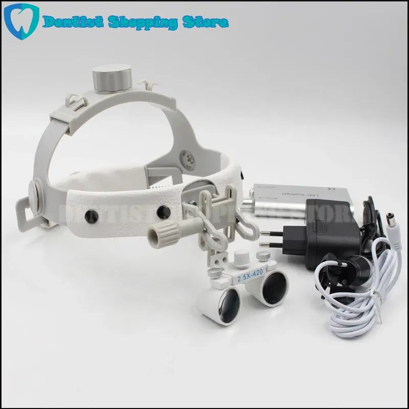 Color: Blue - Headband LED light Medical Surgical Dental Headlight with (2.5X,3.5X optional) Surgical loupes