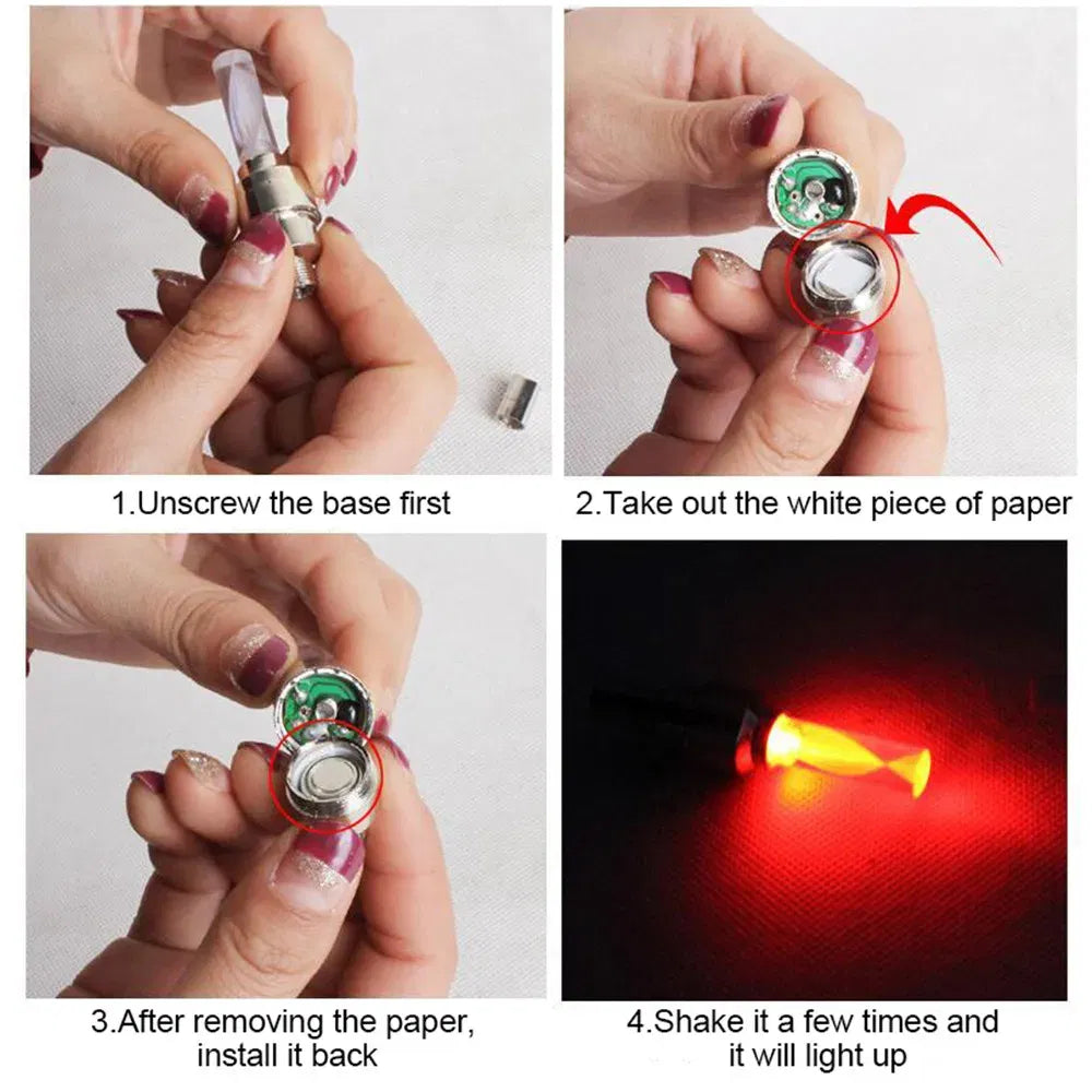 Color: WHITE, Ships From: CHINA - Bike Valve Caps Lamp Neon Spoke Light Bike Cool LED Flash For Road Bicycle MTB Motorcycle Car Tire Nozzle Cycling Accessories