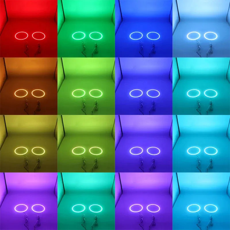Color: army green - Excellent 2pc  Rings Angel Eye car Headlight RGB 60/70/80/90/100/110/120 mm Lampshades Bright auto drl Angel Eyes Motorcycle