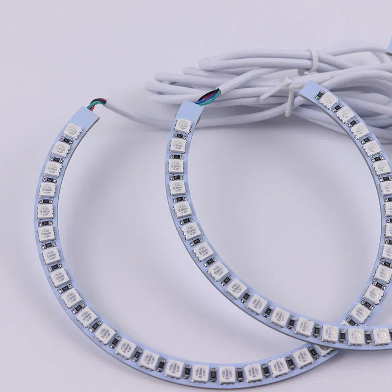 Color: Gold - Excellent 2pc  Rings Angel Eye car Headlight RGB 60/70/80/90/100/110/120 mm Lampshades Bright auto drl Angel Eyes Motorcycle