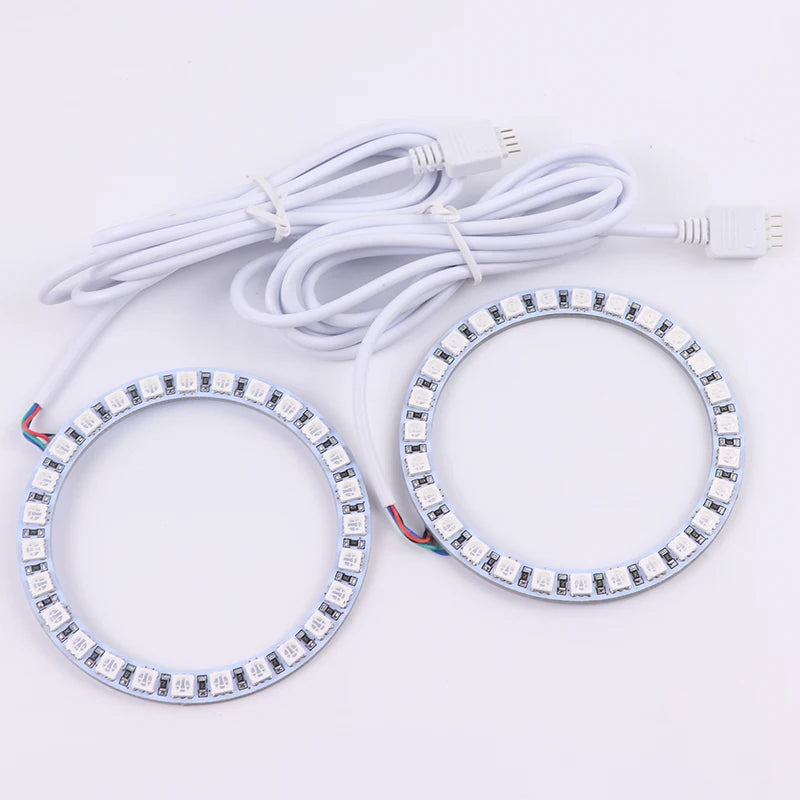 Color: Gold - Excellent 2pc  Rings Angel Eye car Headlight RGB 60/70/80/90/100/110/120 mm Lampshades Bright auto drl Angel Eyes Motorcycle
